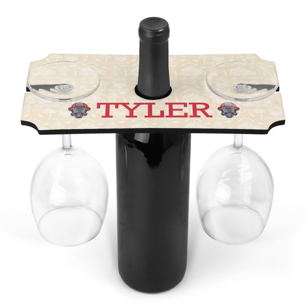 Custom Firefighter Wine Bottle & Glass Holder (Personalized)