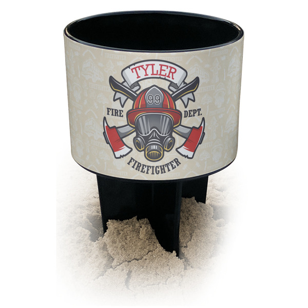 Custom Firefighter Black Beach Spiker Drink Holder (Personalized)