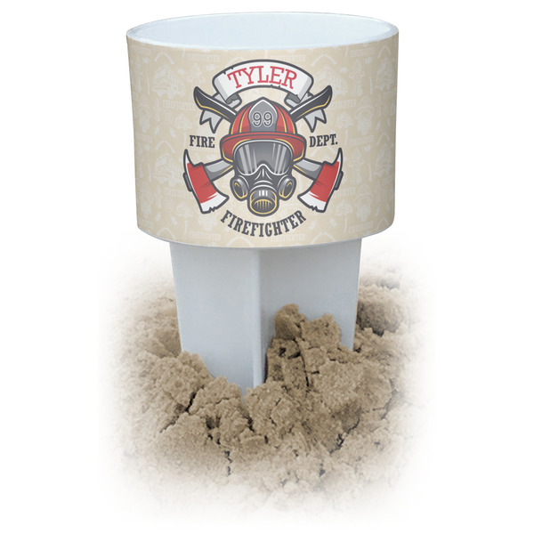 Custom Firefighter White Beach Spiker Drink Holder (Personalized)