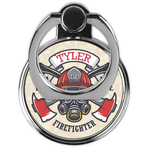 Firefighter Cell Phone Ring Stand & Holder - Front (Collapsed)