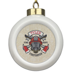 Firefighter Ceramic Ball Ornament (Personalized)