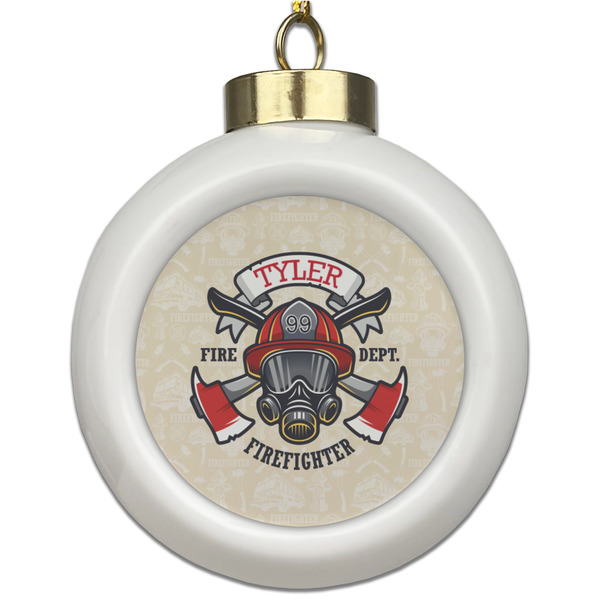 Custom Firefighter Ceramic Ball Ornament (Personalized)