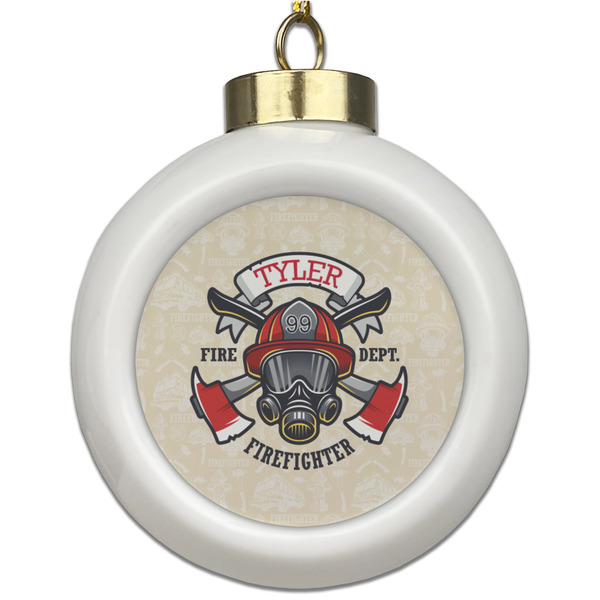 Custom Firefighter Ceramic Ball Ornament (Personalized)
