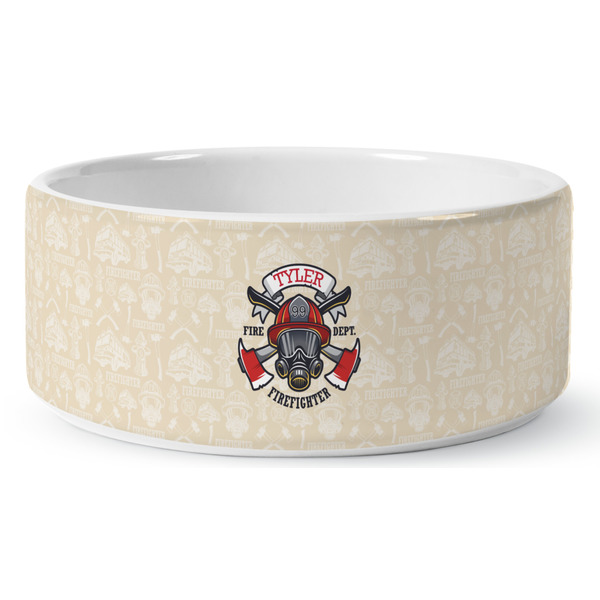 Firefighter Ceramic Dog Bowl - Medium - Front