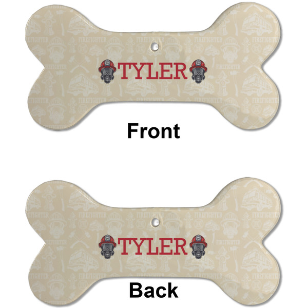 Firefighter Ceramic Flat Ornament - Bone Front & Back (APPROVAL)