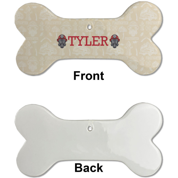 Firefighter Ceramic Flat Ornament - Bone Front & Back Single Print (APPROVAL)