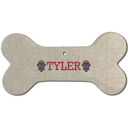 Firefighter Ceramic Dog Ornament - Front w/ Name or Text