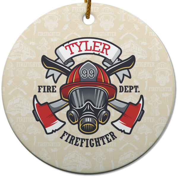 Custom Firefighter Round Ceramic Ornament w/ Name or Text