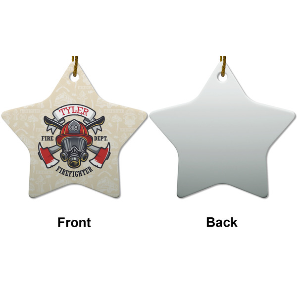 Firefighter Ceramic Flat Ornament - Star Front & Back (APPROVAL)