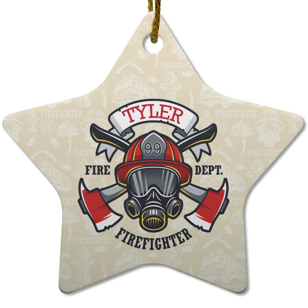Firefighter Ceramic Flat Ornament - Star (Front)