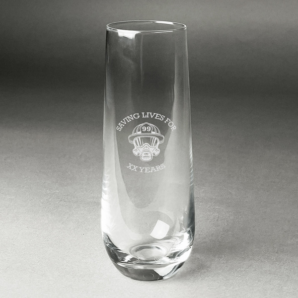 Custom Firefighter Champagne Flute - Stemless Engraved (Personalized)