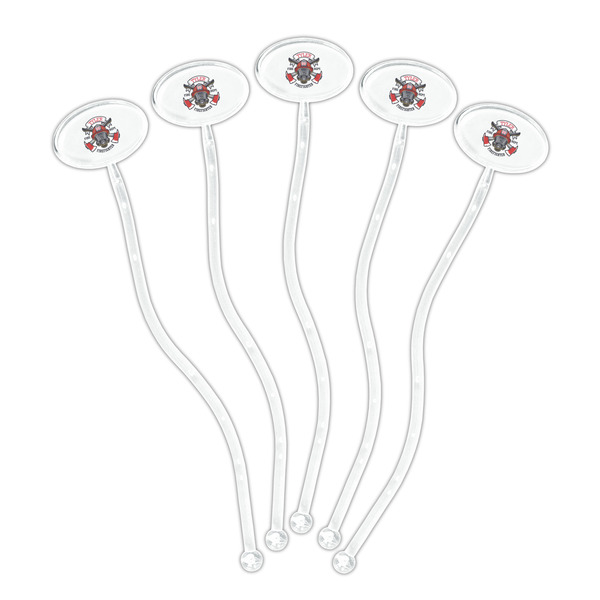 Firefighter Clear Plastic 7" Stir Stick - Oval - Fan