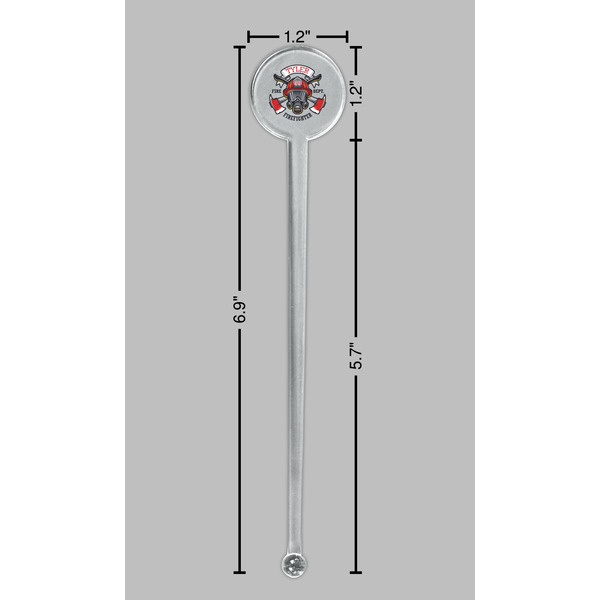 Firefighter Clear Plastic 7" Stir Stick - Round - Dimensions
