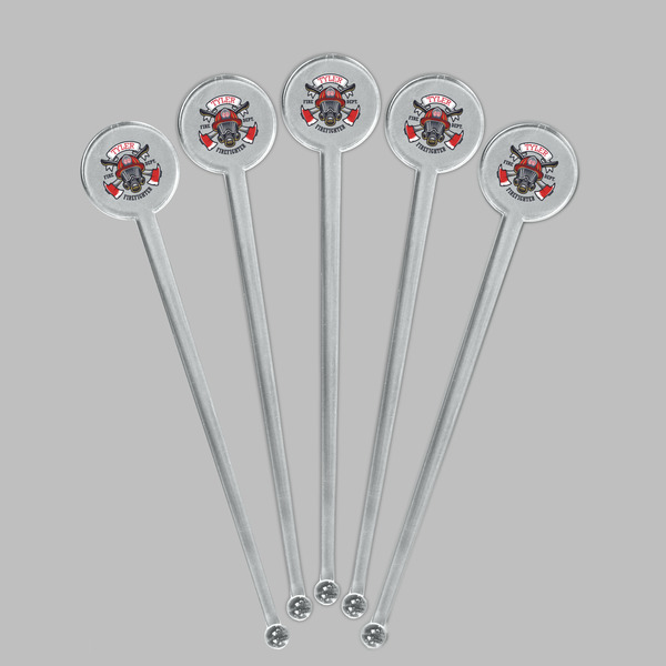 Firefighter Clear Plastic 7" Stir Stick - Round - Fan View