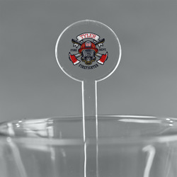 Firefighter 7" Round Plastic Stir Sticks - Clear (Personalized)