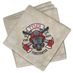 Firefighter Cloth Cocktail Napkins - Set of 4 w/ Name or Text