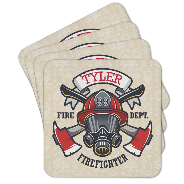 Custom Firefighter Cork Coaster - Set of 4 w/ Name or Text