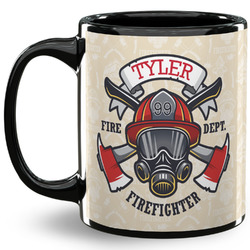 Firefighter 11 Oz Coffee Mug - Black (Personalized)