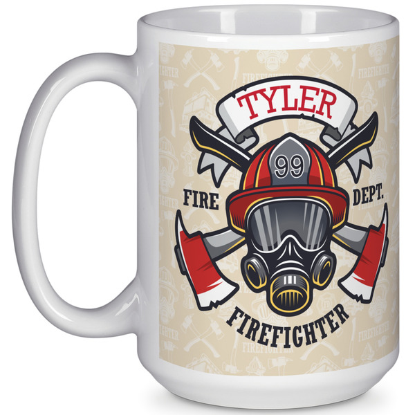 Custom Firefighter 15 Oz Coffee Mug - White (Personalized)