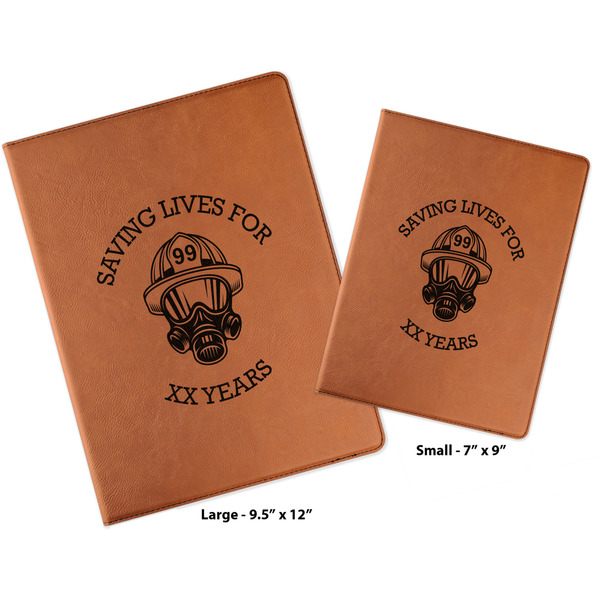 Firefighter Cognac Leatherette Portfolios with Notepad - Compare Sizes