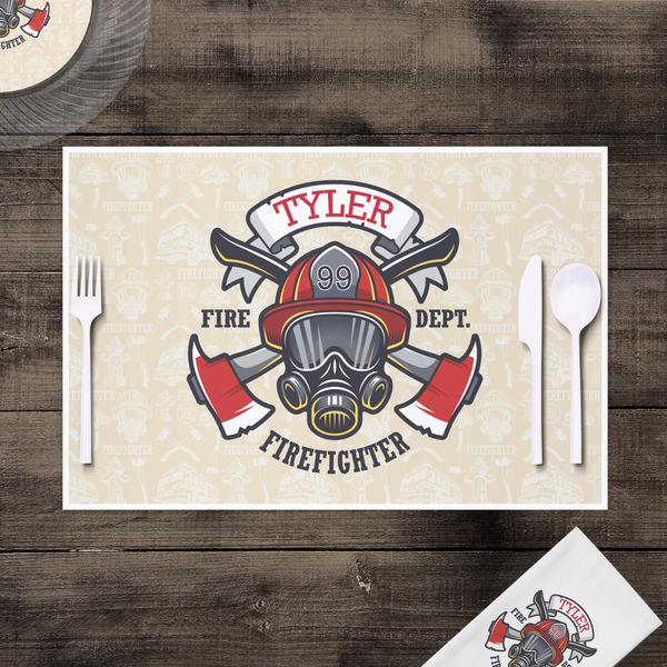 Firefighter Disposable Paper Placemat - In Context