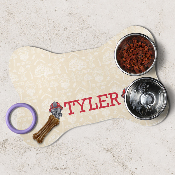 Firefighter Dog Bone Shaped Mat Lifestyle