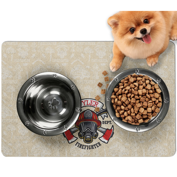 Custom Firefighter Dog Food Mat - Small w/ Name or Text