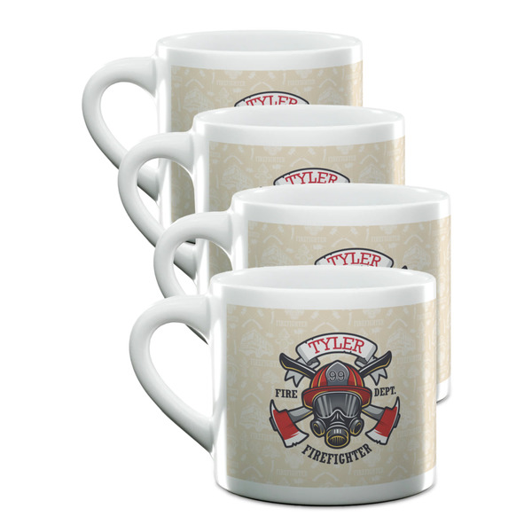 Custom Firefighter Double Shot Espresso Cups - Set of 4 (Personalized)