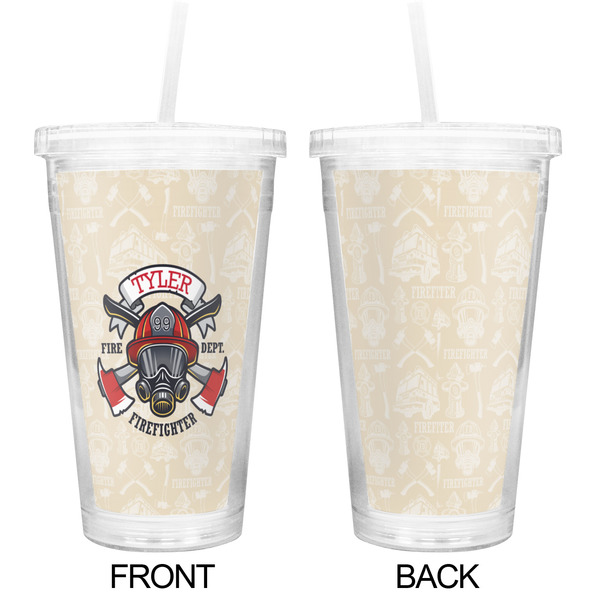 Firefighter Double Wall Tumbler with Straw - Approval