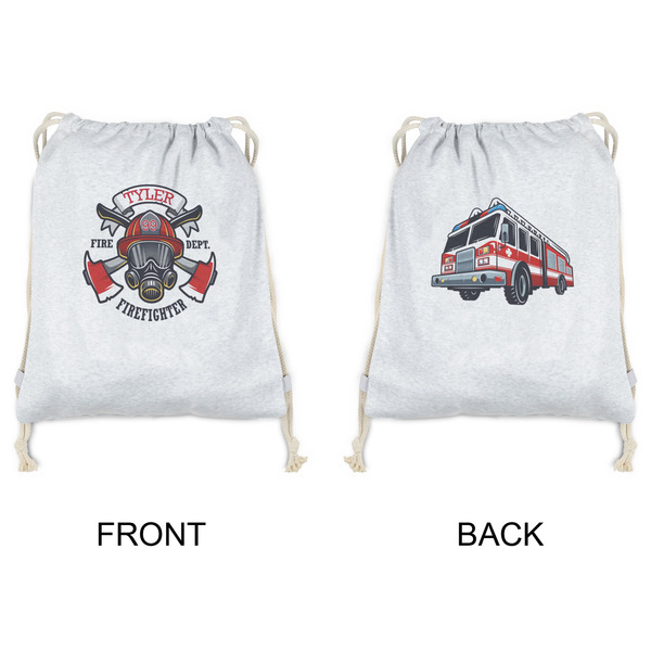 Firefighter Drawstring Backpacks - Sweatshirt Fleece - Double Sided - APPROVAL