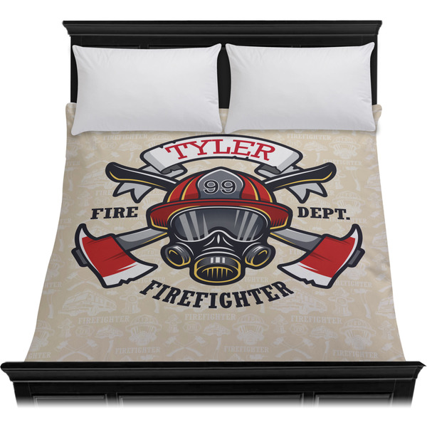 Firefighter Duvet Cover - Queen - On Bed - No Prop