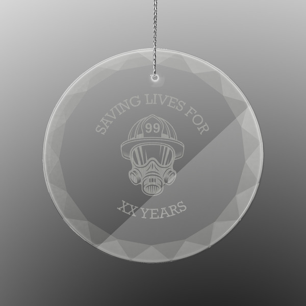 Custom Firefighter Engraved Glass Ornament - Round (Personalized)