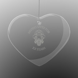 Firefighter Engraved Glass Ornament - Heart (Personalized)