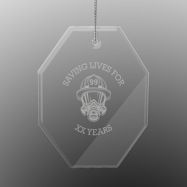 Custom Firefighter Engraved Glass Ornament - Octagon (Personalized)