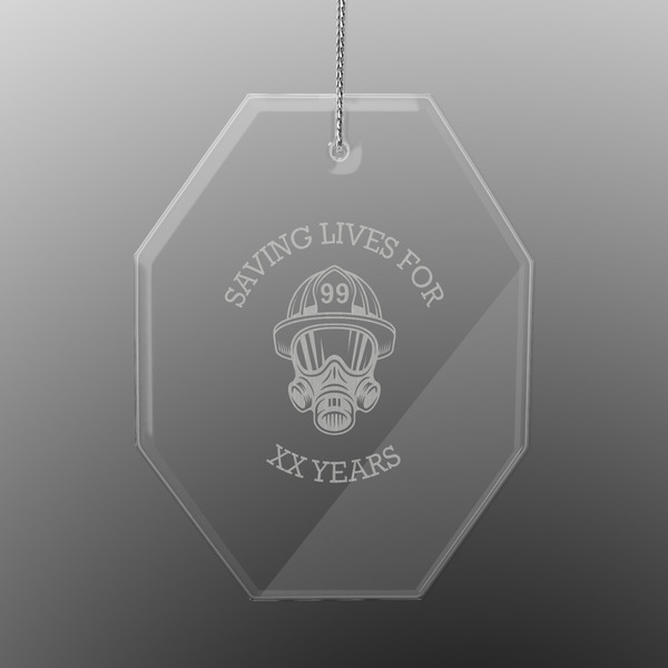 Firefighter Engraved Glass Ornaments - Octagon