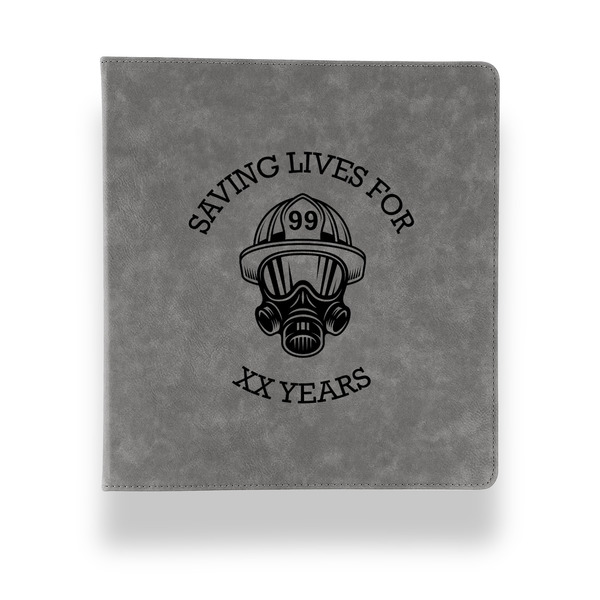 Custom Firefighter Leather Binder - 1" - Grey (Personalized)