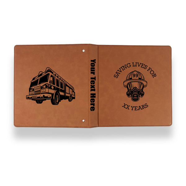 Firefighter Leather Binder - 1" - Rawhide - Back Spine Front View