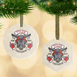 Firefighter Flat Glass Ornament w/ Name or Text