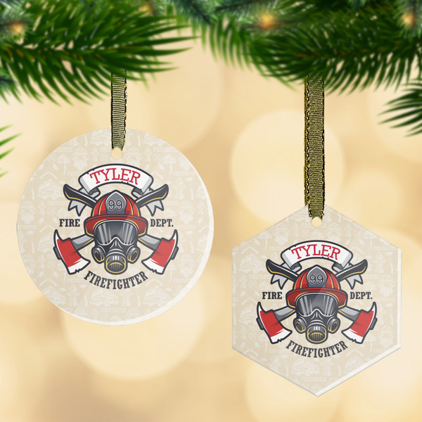Custom Firefighter Flat Glass Ornament w/ Name or Text
