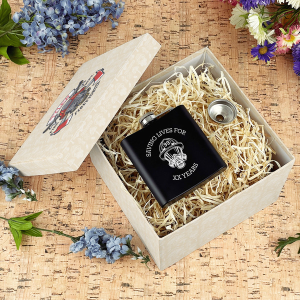 Firefighter Gift Boxes with Lid - Canvas Wrapped - Large - In Context