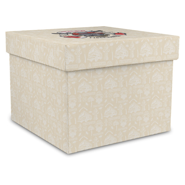 Custom Firefighter Gift Box with Lid - Canvas Wrapped - X-Large (Personalized)