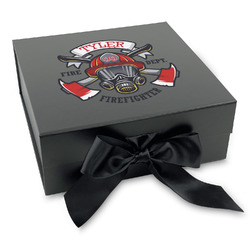 Firefighter Gift Box with Magnetic Lid - Black (Personalized)