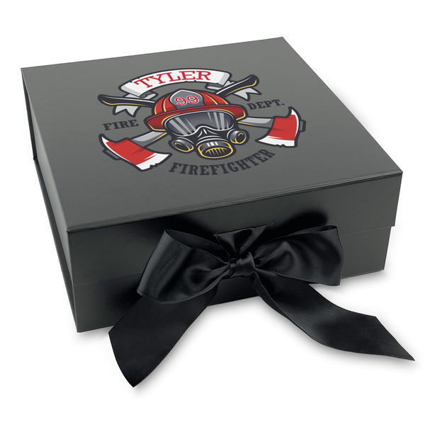 Firefighter Gift Boxes with Magnetic Lid - Black - Front (angle)