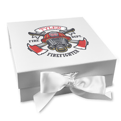 Firefighter Gift Box with Magnetic Lid - White (Personalized)