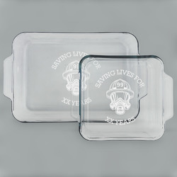 Firefighter Set of Glass Baking & Cake Dish - 13in x 9in & 8in x 8in (Personalized)