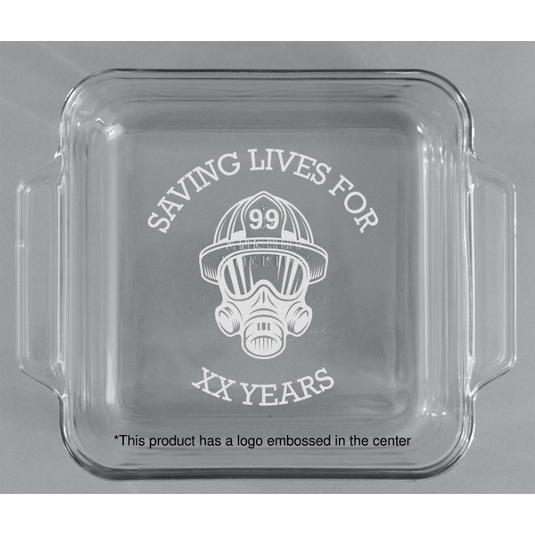 Firefighter Glass Cake Dish - APPROVAL (8x8)