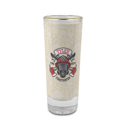 Firefighter 2 oz Shot Glass -  Glass with Gold Rim - Single (Personalized)