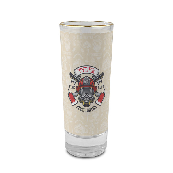 Custom Firefighter 2 oz Shot Glass - Glass with Gold Rim (Personalized)