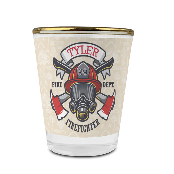 Firefighter Glass Shot Glass - With gold rim - FRONT