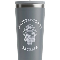 Firefighter RTIC Everyday Tumbler with Straw - 28oz - Grey - Single-Sided (Personalized)
